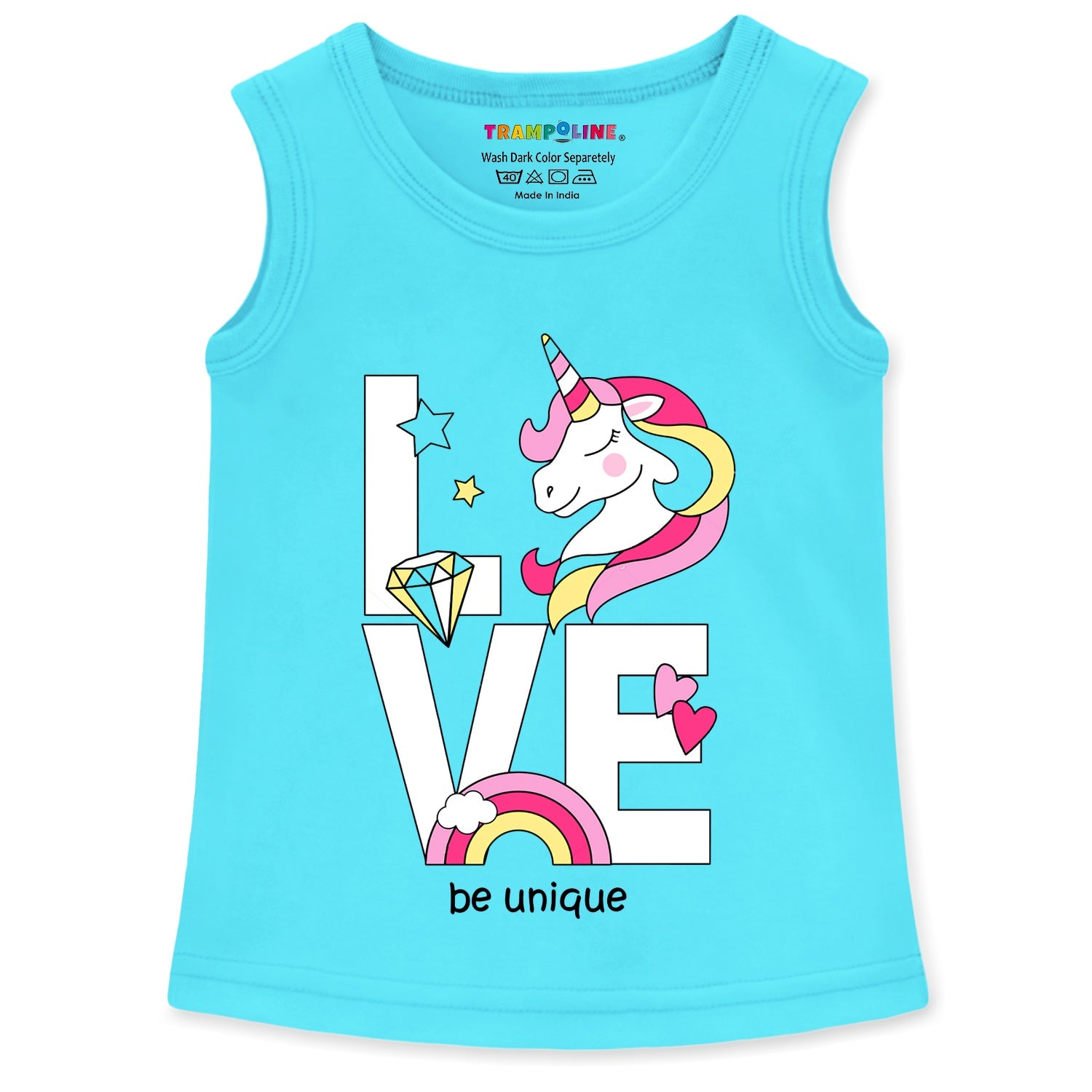 Trampoline Cotton Blend Pack Of 5 Sleeveless Love & Girl Power Printed T-Shirts- Multi Colour