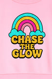 Trampoline Fleece Knit Full Sleeves Chase The Glow Printed Winter Sweatshirt - Pink
