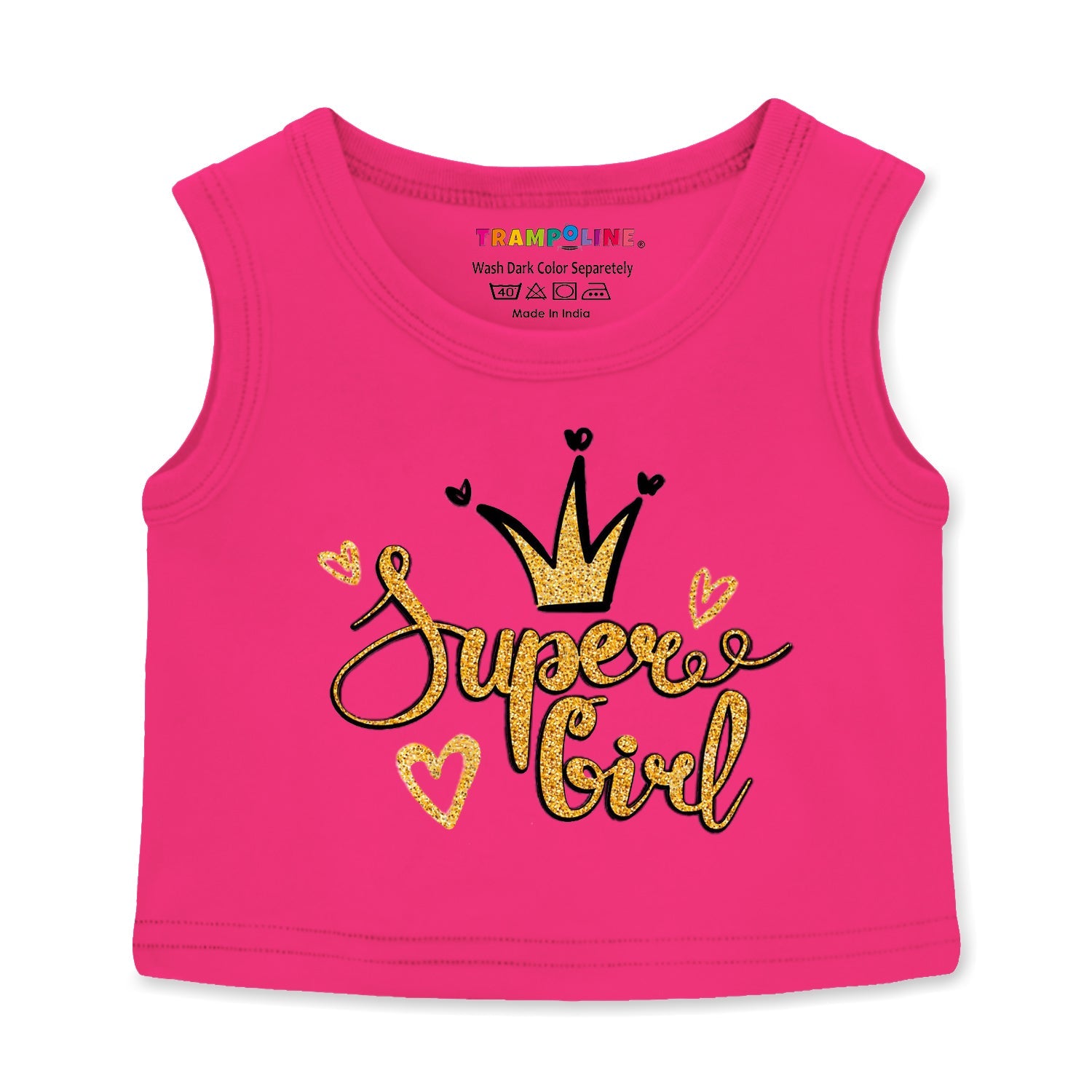 Trampoline Girls Printed Sleeveless Crop Top and Track pant Set Pack of 1