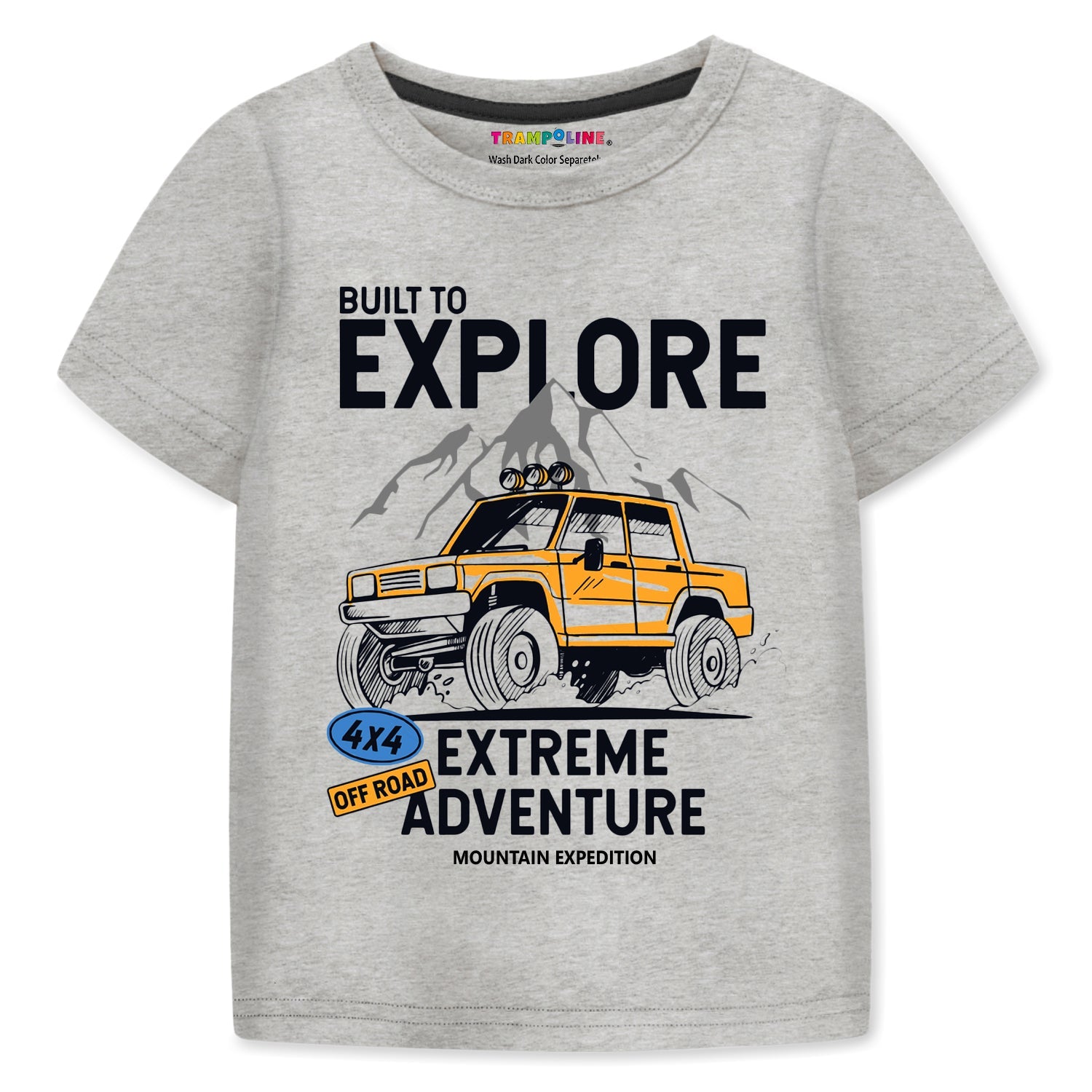 Trampoline Knit Adventure Print Cotton Blend T-shirt & Solid Cotton Terry Loop Cargo Jogger Set – Grey & Green