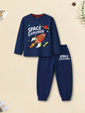 Trampoline Boys Cotton Blend Car & Space Print T-Shirt & Pyjama Set – Pack of 3 (Multi Colour)