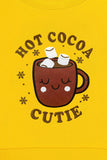 Trampoline Fleece Knit Full Sleeves Winter Sweatshirt with Cute Embroidered Hot Cocoa Cutie Patch - Yellow