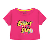 Trampoline Cotton Blend Pack Of 2 Half Sleeves Unicorn & Super Girl Printed Crop Top & Shorts Set - Multi Colour
