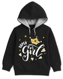 Trampoline Fleece Knit Full Sleeves Girl & Awesome Text Printed Winter Sweatshirt Pack of 2 - Black Red