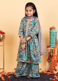 Trampoline Girls Floral Printed Kurta & Palazzo Set With Dupatta
