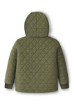 Trampoline Knit Full Sleeves Quilted Winter Hooded Puffer Winter Jacket With 2 Front Pockets - Green