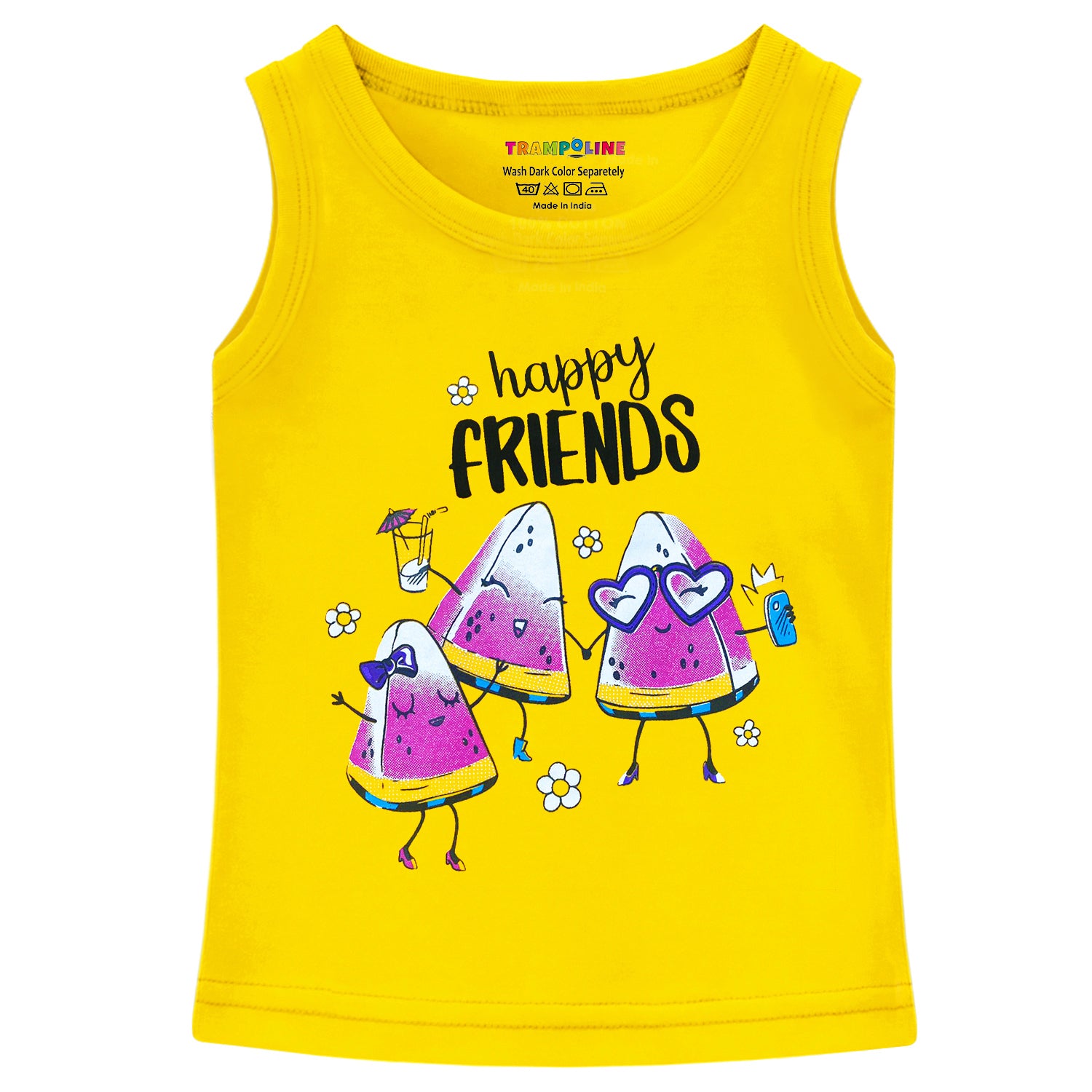 Trampoline Girls Sleeveless Regular Fit T-Shirt (Pack of 4)