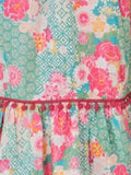 Trampoline Cotton Woven Floral Printed Dress With Three Fourth Sleeves Shrug - Pink
