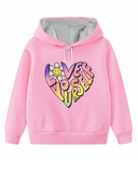 Trampoline Fleece Knit Full Sleeves Heart Printed Hooded Winter Sweatshirt Pack Of 2 - Black Pink