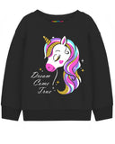 Trampoline Fleece Knit Full Sleeves Unicorn & Heart Printed Winter Sweatshirt Pack Of 2 - Black Yellow