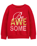 Trampoline Fleece Knit Full Sleeves Awesome & The Wonder Girl Printed Winter Sweatshirt Pack Of 2 - Red Yellow