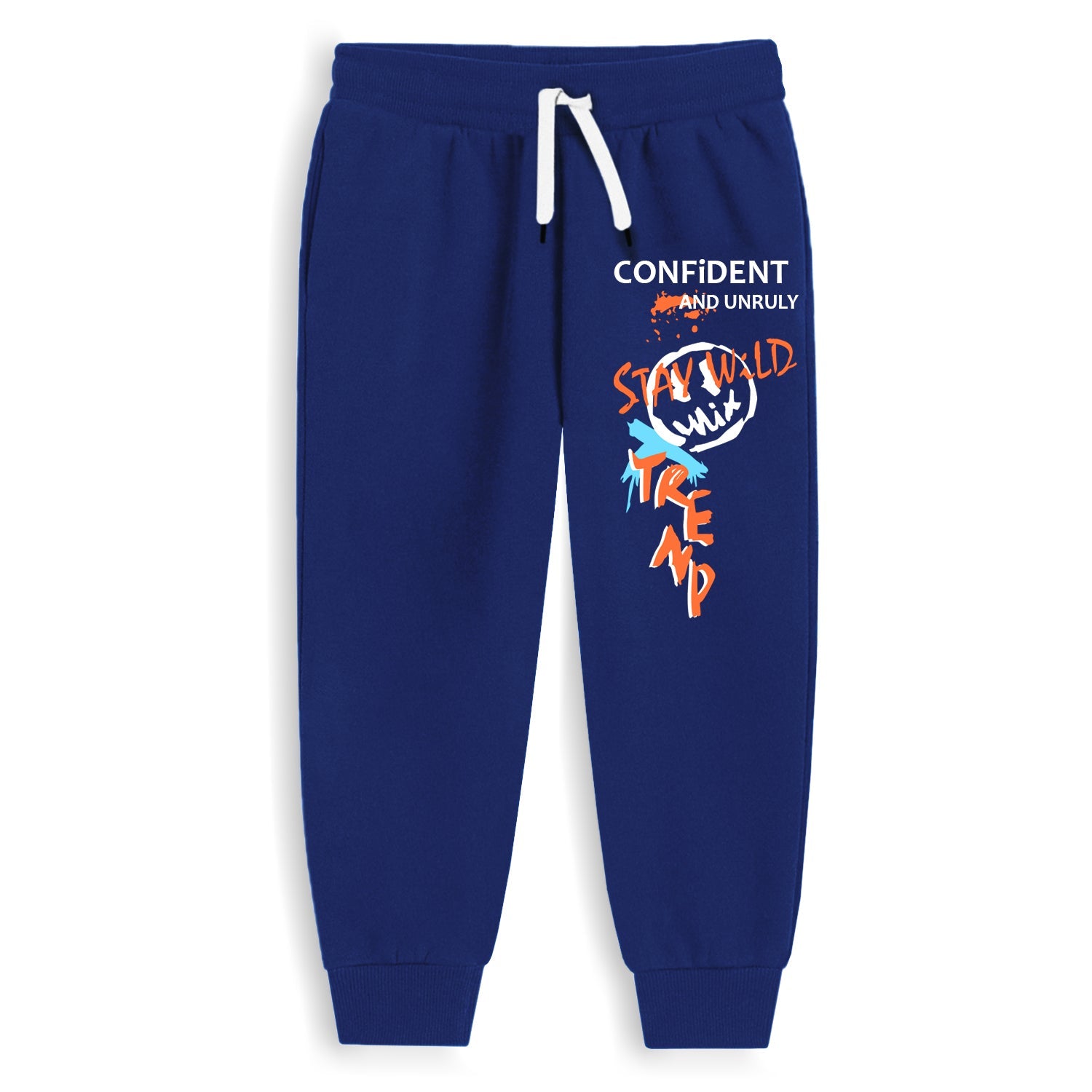 Trampoline Cotton Blend Knit Full Sleeves Typography Printed Hooded Tee With Track Pants Set - Blue