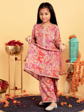 Trampoline Girls Floral Printed Kurta & Palazzo Set With Dupatta