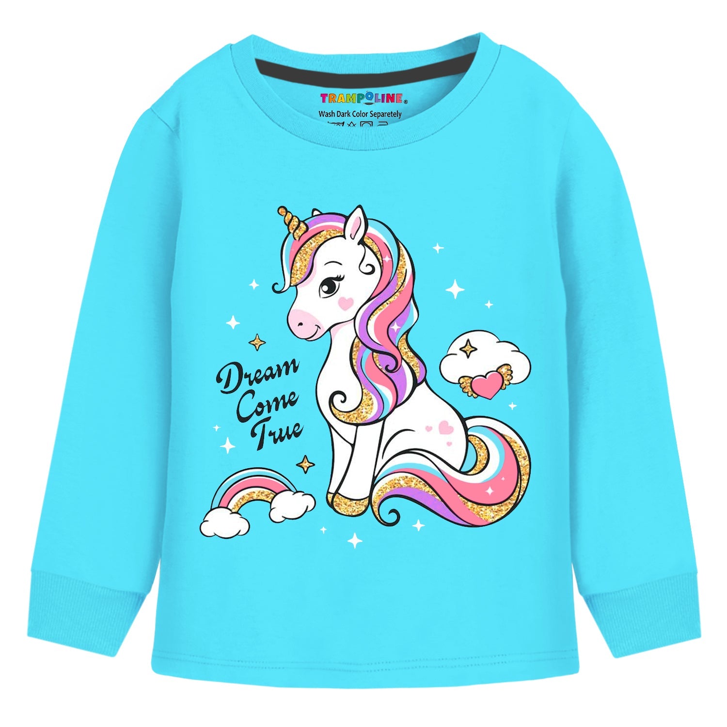 Trampoline Knit Cotton Blend Printed Round Neck T-Shirt With Track Pant - Sky Blue