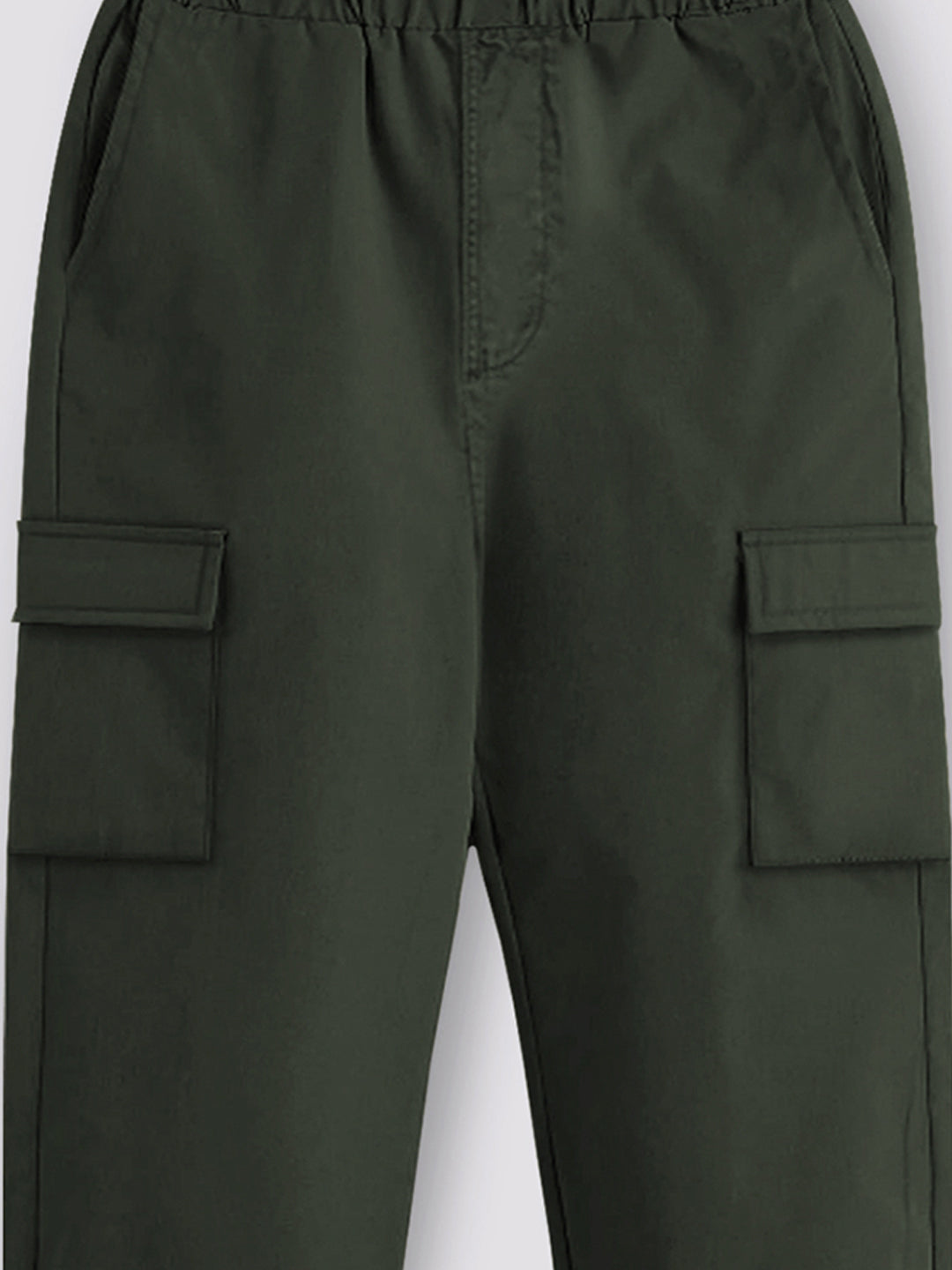 Trampoline Boys Woven Cargo Trousers Regular Fit with 4 Pockets (Army Green)