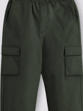 Trampoline Boys Woven Cargo Trousers Regular Fit with 4 Pockets (Army Green)