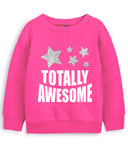 Trampoline Fleece Knit Full Sleeves Totally Awesome Printed Winter Sweatshirt Pack of 2 - Black Pink