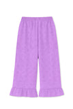 Trampoline Cotton Knit Sleeveless Schiffli Crop Top With Trousers Set - Purple