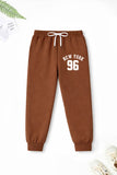 Trampoline Boys Cotton Blend Brooklyn Print Track Pants - Pack of 3 (Black, Cream & Brown)