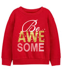 Trampoline Fleece Knit Full Sleeves Awesome & Heart Printed Winter Sweatshirt Pack Of 2 - Red Yellow
