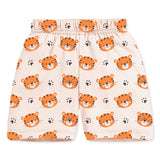 Trampoline Cotton Blend Knit Pack of 2 Half Sleeves Dinosaur & Tiger Printed T-shirt & Shorts Set - White & Yellow