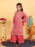 Trampoline Girls Floral Printed Kurta & Sharara Set With Dupatta
