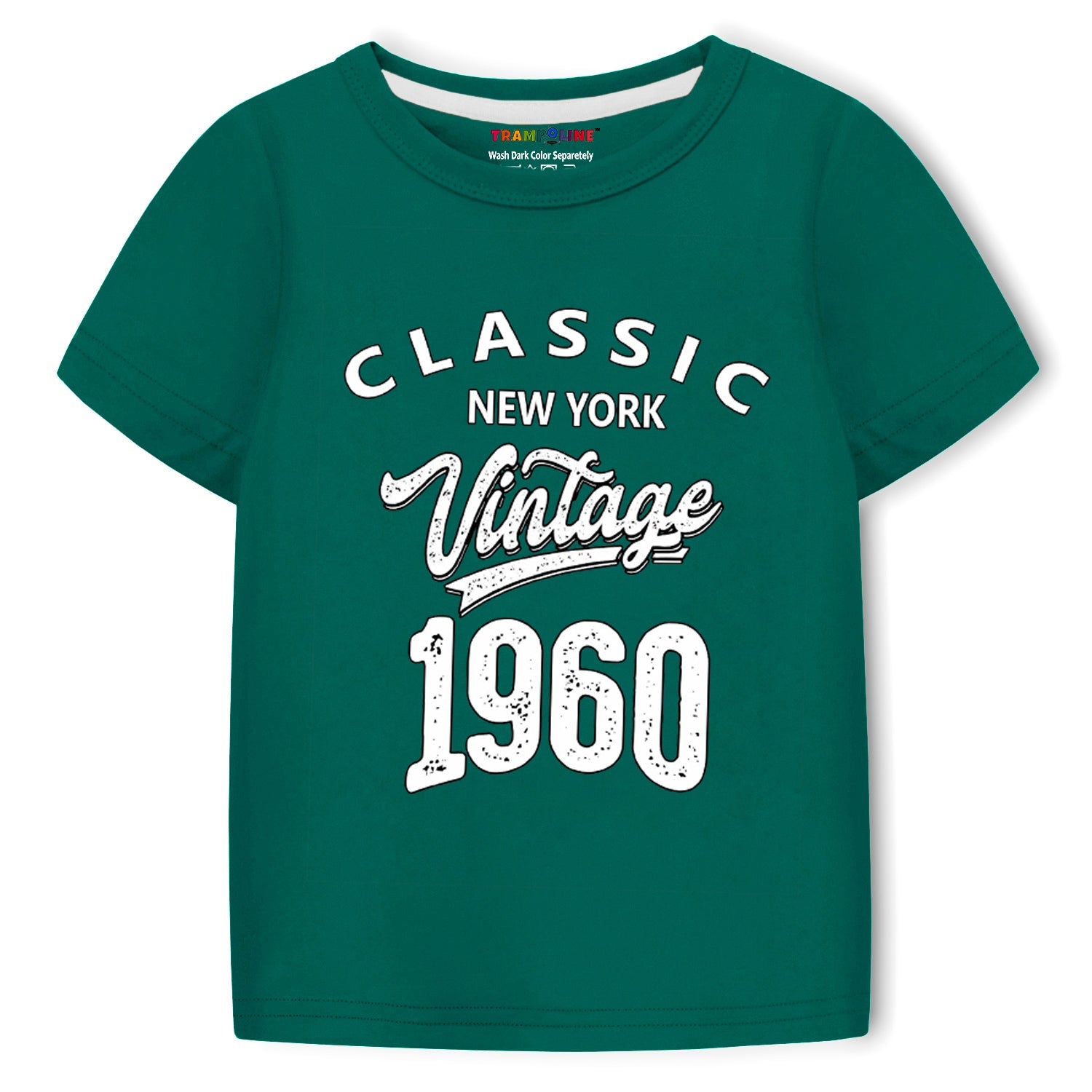 Trampoline Cotton Blend Knit Half Sleeves Vintage 1960 Printed T-shirt & Track Pants Set - Green