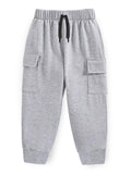 Trampoline Cotton Blend Knit Pack Of 3 Solid Cargo Joggers With Pockets - Blue, Dark Grey & Black