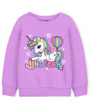 Trampoline Fleece Knit Full Sleeves Keep Smiling & Unicorn Printed Winter Sweatshirt Pack Of 2 - Black Purple