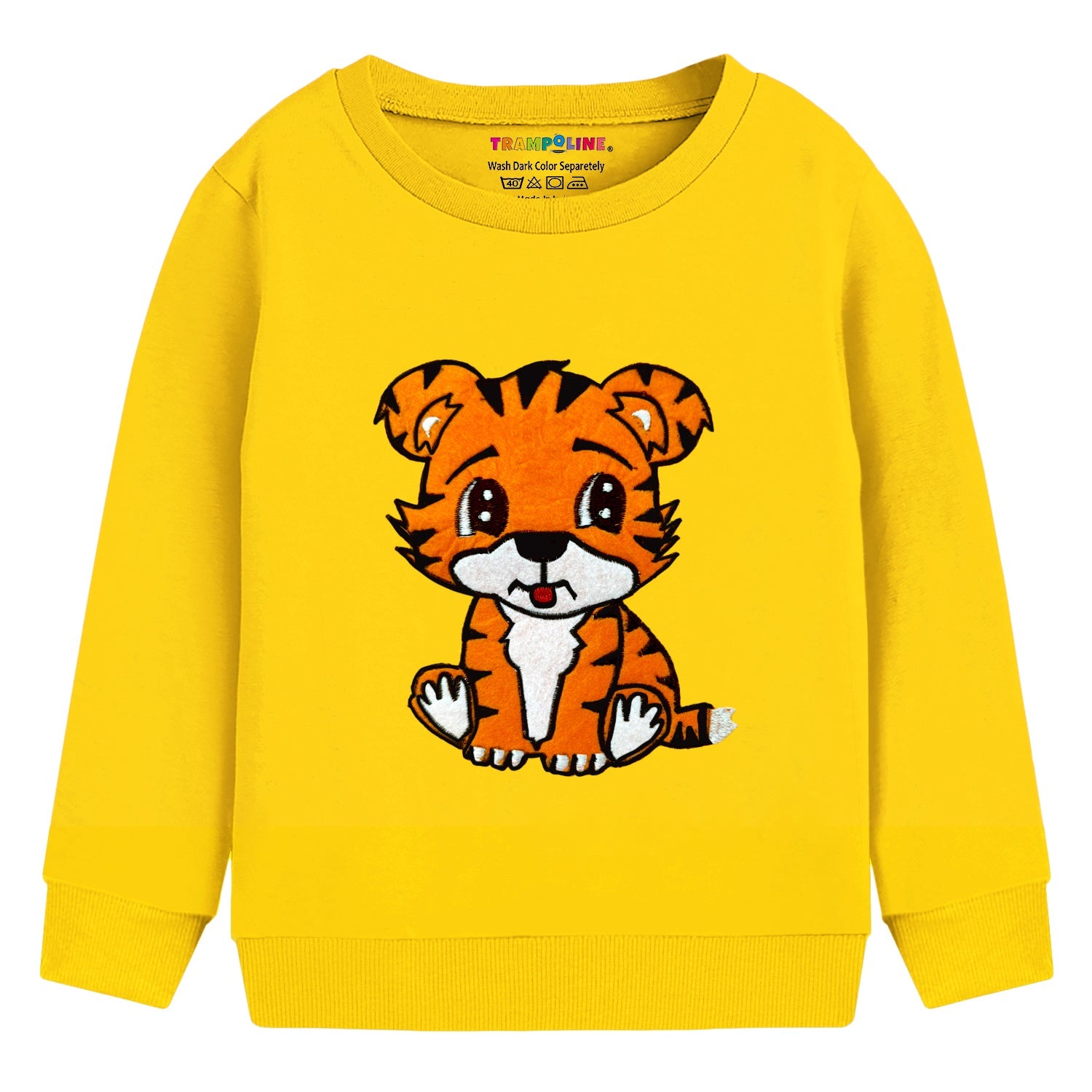 Trampoline Cotton Blend Knit Pack Of 2 Full Sleeves Dinosaur & Tiger Patch Work Printed Tees - Yellow & Orange
