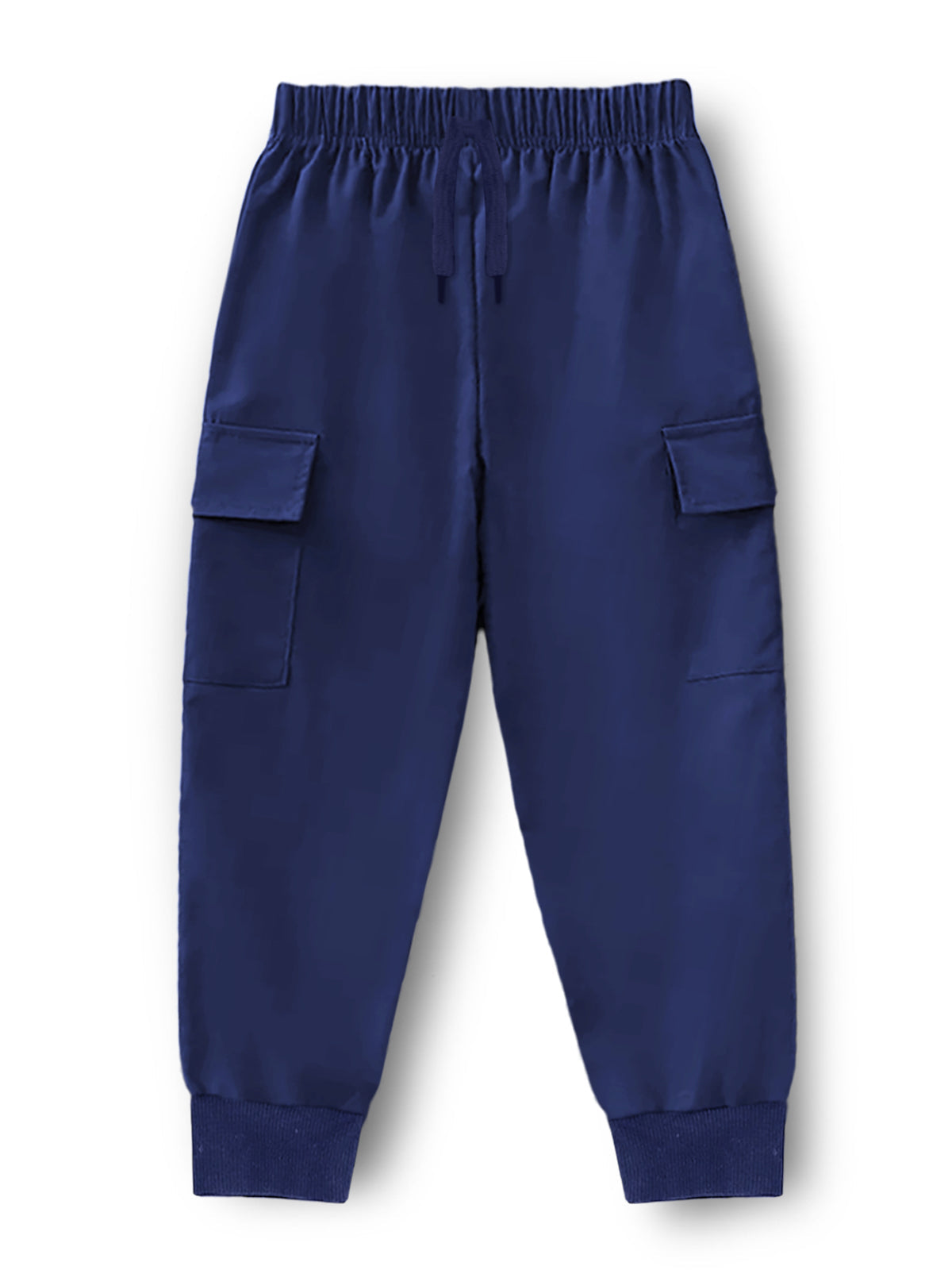 Trampoline Cotton Blend Knit Pack Of 3 Solid Cargo Joggers With Pockets - Blue,Grey & Black