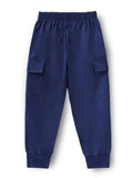 Trampoline Cotton Blend Knit Pack Of 3 Solid Cargo Joggers With Pockets - Blue,Grey & Black