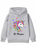 Trampoline Fleece Knit Full Sleeves Text & Unicorn Printed Winter Sweatshirt Pack of 2 - Purple Grey