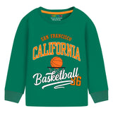 Trampoline Cotton Blend Knit Full Sleeves Typography Printed Tee With Track Pants Set - Green