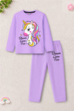 Trampoline Girls Cotton Blend Unicorn & Shine Bright Print T-Shirt & Pants Set – Pack of 2 (Purple & Yellow)