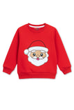 Trampoline Fleece Knit Full Sleeves Santa Claus Printed Christmas Winter Sweatshirt & Pajama Set - Red