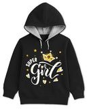 Trampoline Fleece Knit Full Sleeves Girl & Unicorn Printed Winter Sweatshirt Pack Of 2 - Black Pink