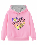 Trampoline Fleece Knit Full Sleeves Heart Printed Winter Sweatshirt Pack Of 2 - Black Pink