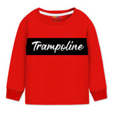Trampoline Cotton Blend Knit Full Sleeves Trampoline Printed Tee With Track Pants Set - Red & Black