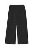 Trampoline Cotton Knit Schiffli Top with Trousers Clothing Set - Black