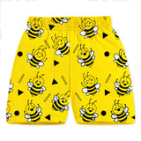 Trampoline Cotton Blend Knit Pack of 2 Half Sleeves Fire Truck & Bee Printed T-shirt & Shorts Set - Yellow & Blue