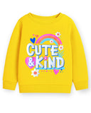 Trampoline Fleece Knit Full Sleeves Awesome & Cute & Kind Printed Winter Sweatshirt Pack Of 2 - Red Yellow