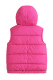 Trampoline Knit Sleeveless Colorblock Puffer Winter Jacket With 2 Front Pockets - Pink