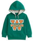 Trampoline Fleece Knit Full Sleeves Wildcats & Brooklyn Printed Hooded Winter Sweatshirt Pack of 2 - Green Orange