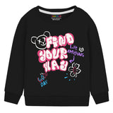 Trampoline Knit Terry loop Full Sleeves Text Printed T-shirt With Coordinating Track Pant Set - Black