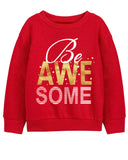 Trampoline Fleece Knit Full Sleeves Girl & Awesome Text Printed Winter Sweatshirt Pack of 2 - Black Red
