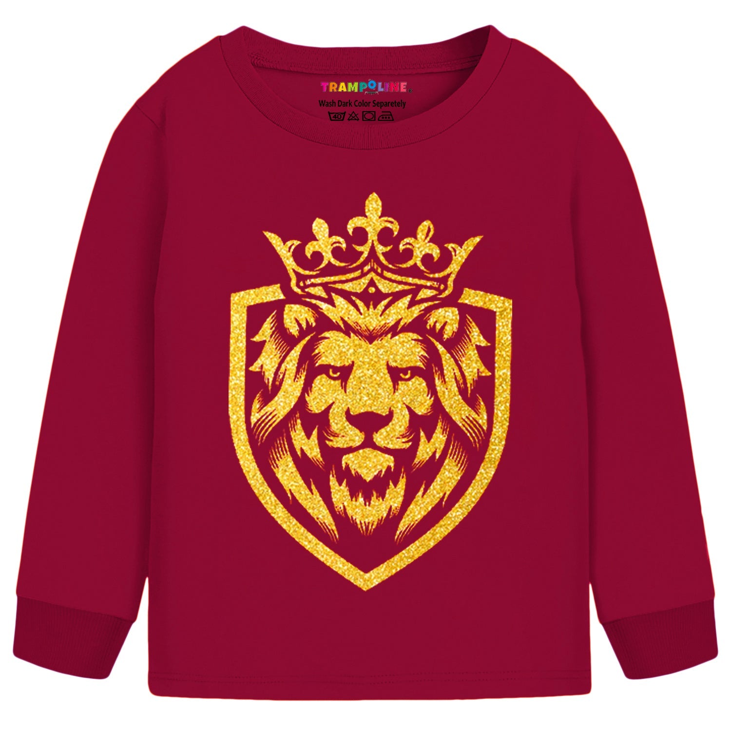 Trampoline Cotton Blend Knit Full Sleeves Lion Printed Tee With Coordinating Joggers Set - Maroon