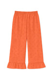 Trampoline Cotton Knit Sleeveless Schiffli Crop Top With Trousers Set - Orange