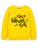 Trampoline Fleece Knit Full Sleeves The Wonder Girl Printed Winter Sweatshirt Pack Of 2 - Black Yellow