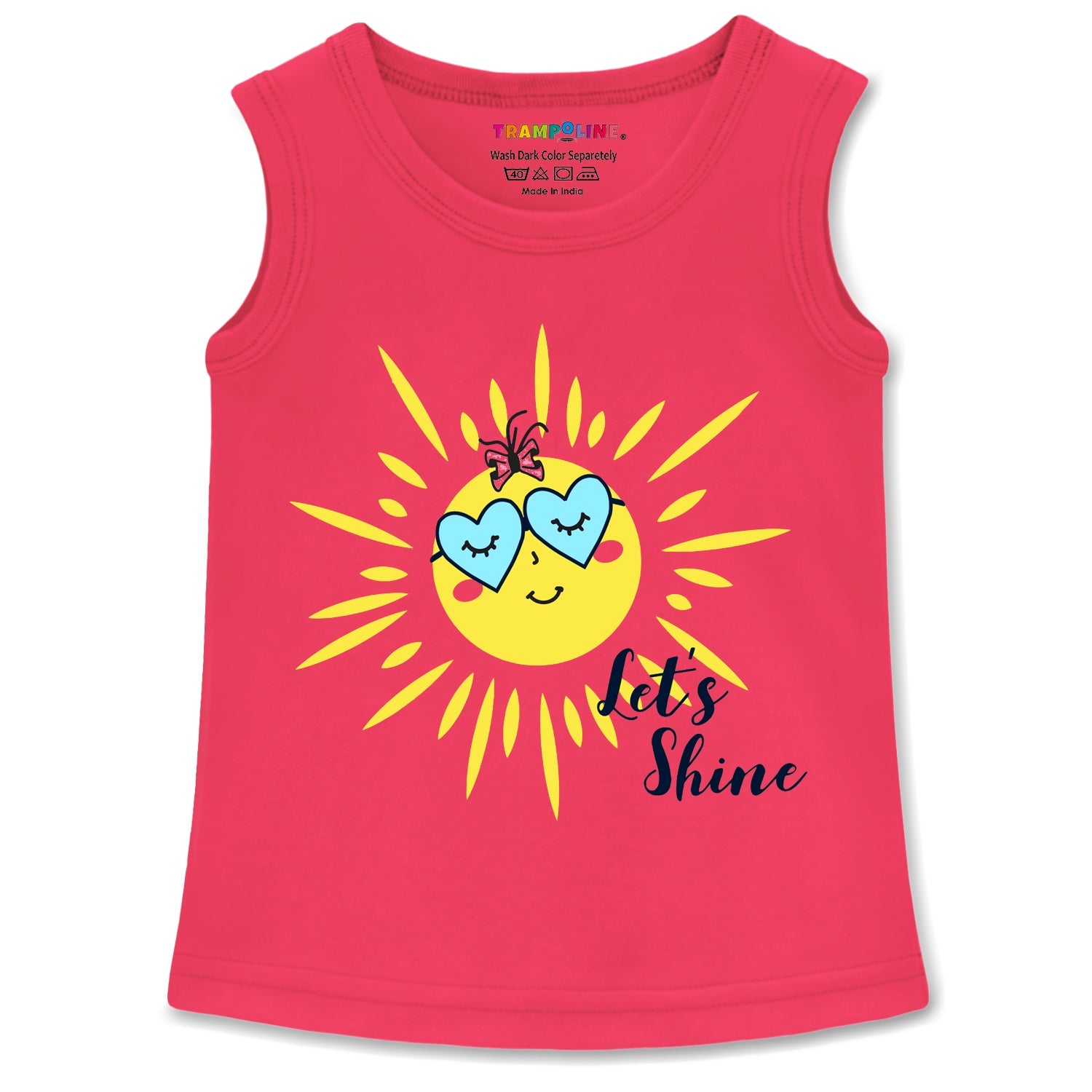 Trampoline Cotton Blend Pack Of 4 Sleeveless Unicorn & Lets Shine Printed T-Shirts- Multi Colour